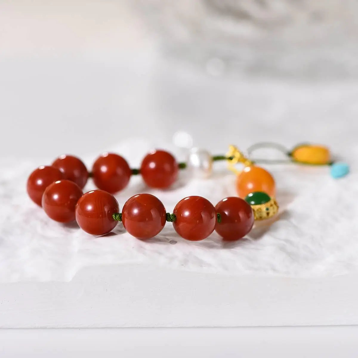 Natural Cinnabar with Carbon Baked Bodhi Bracelet 55mm Crystal Country