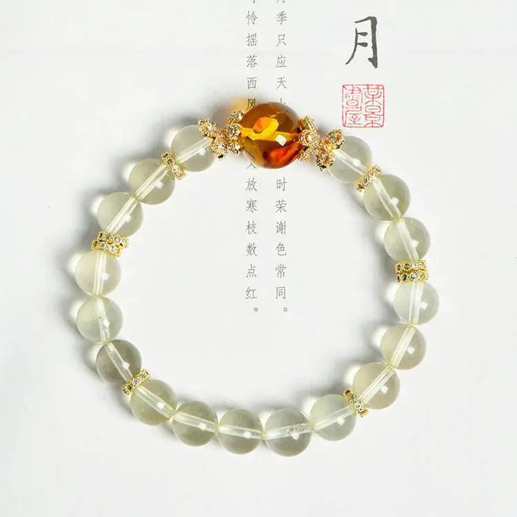 Natural Lemon Citrine and Amber Single Loop Bracelet Crystal Country
