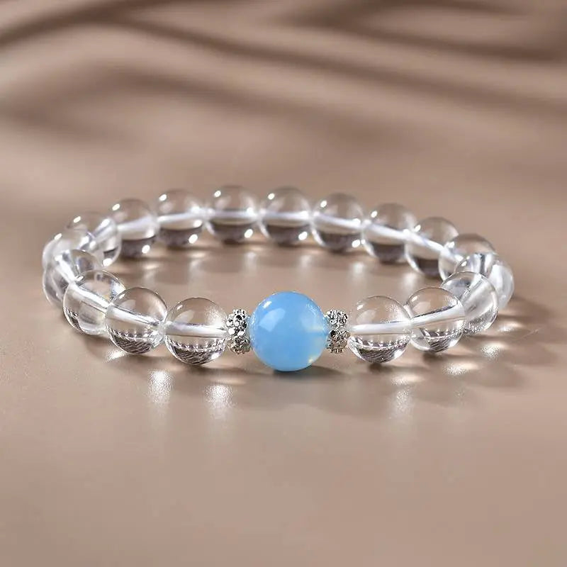 Natural Aquamarine Butterfly Bracelet Necklace for Women - Adjustable Healing Jewelry in Sterling Silver Crystal Country Arts and Crafts