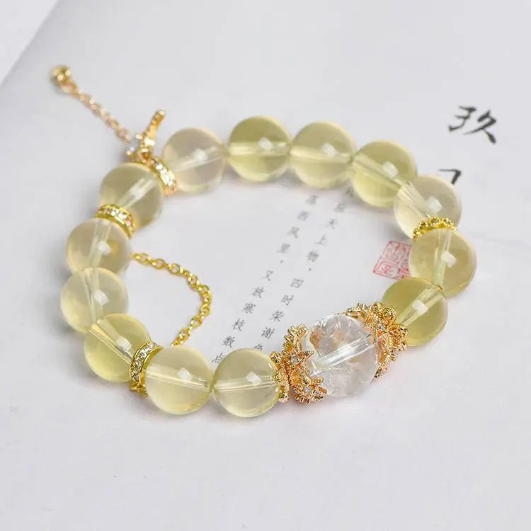 Natural Citrine and Zaki Single Loop Bracelet for Prosperity Crystal Country