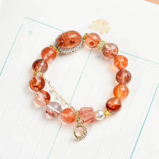 Natural Citrine and Pixiu Single Loop Bracelet for Prosperity Crystal Country