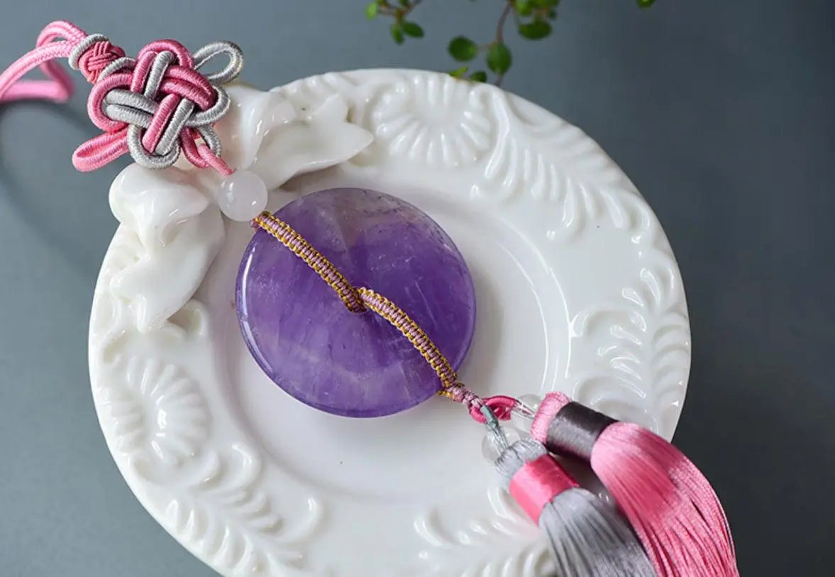 Natural Amethyst Hanging Ornament Fu Lu Shou Buckle Car xuyuan