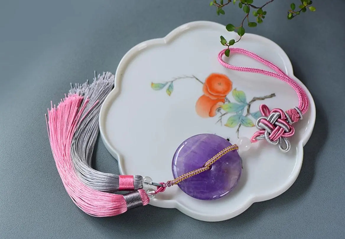 Natural Amethyst Hanging Ornament Fu Lu Shou Buckle Car xuyuan