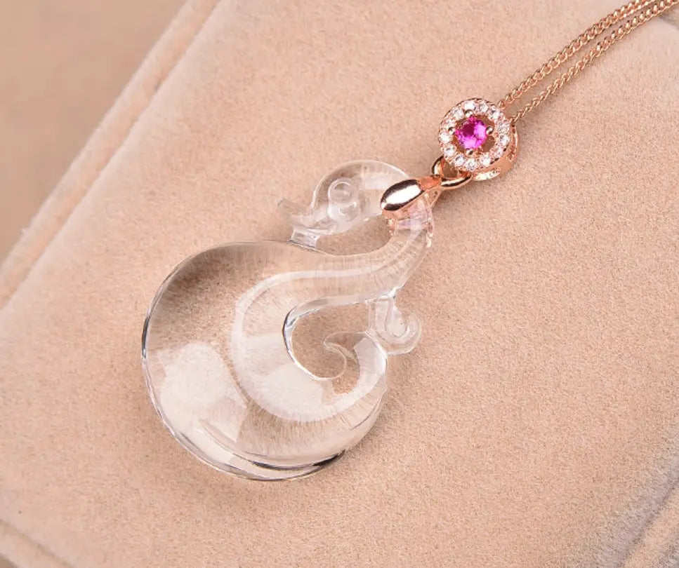 Natural Crystal Cygnet White Crystal Pendant Women's Necklace xuyuan