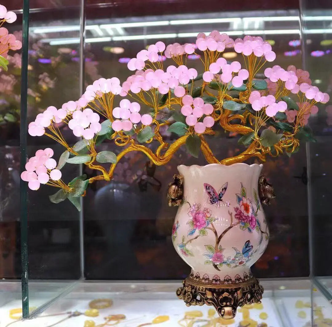 Natural Powder Crystal Large Particle Welcome Pine Fortune Tree shuijingchuanqi Arts and Crafts