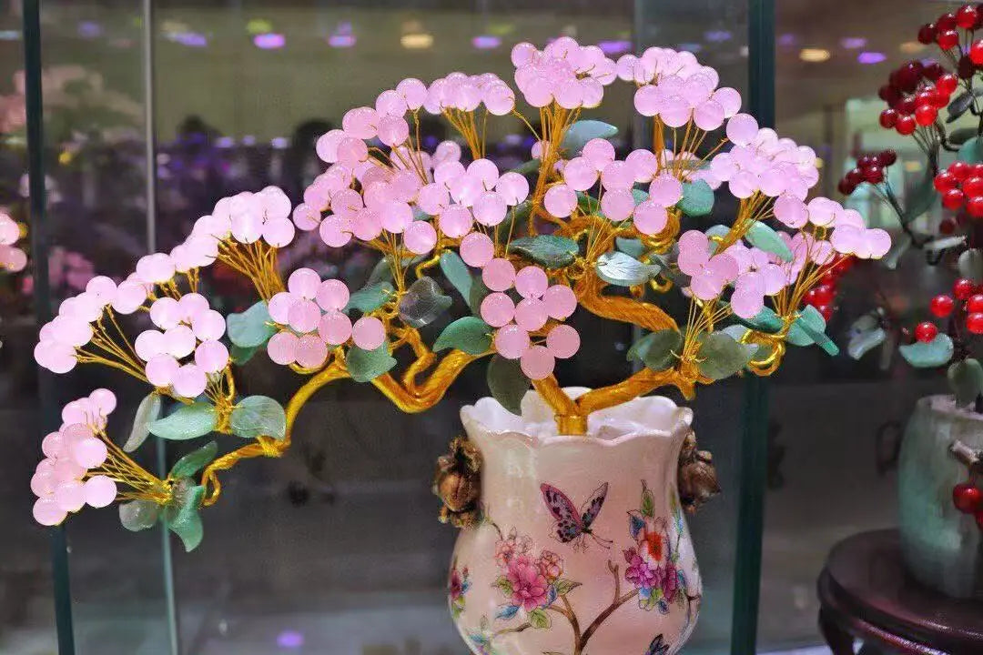 Natural Powder Crystal Large Particle Welcome Pine Fortune Tree shuijingchuanqi Arts and Crafts