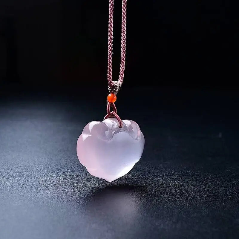 Natural Powder Crystal Ruyi Lock Pendant for Good Luck SHINECRYS Arts and Crafts