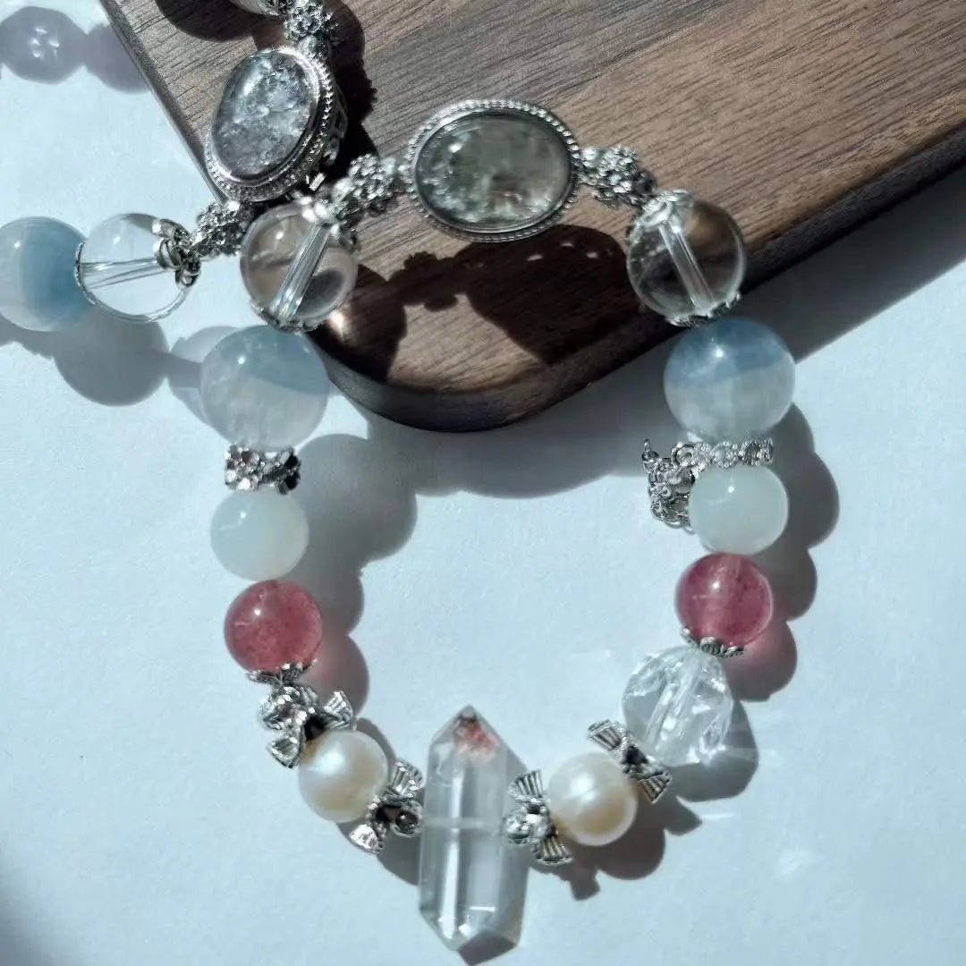 Original DIY Natural Green Ghost Bracelet with Gemstones Chenming Arts and Crafts