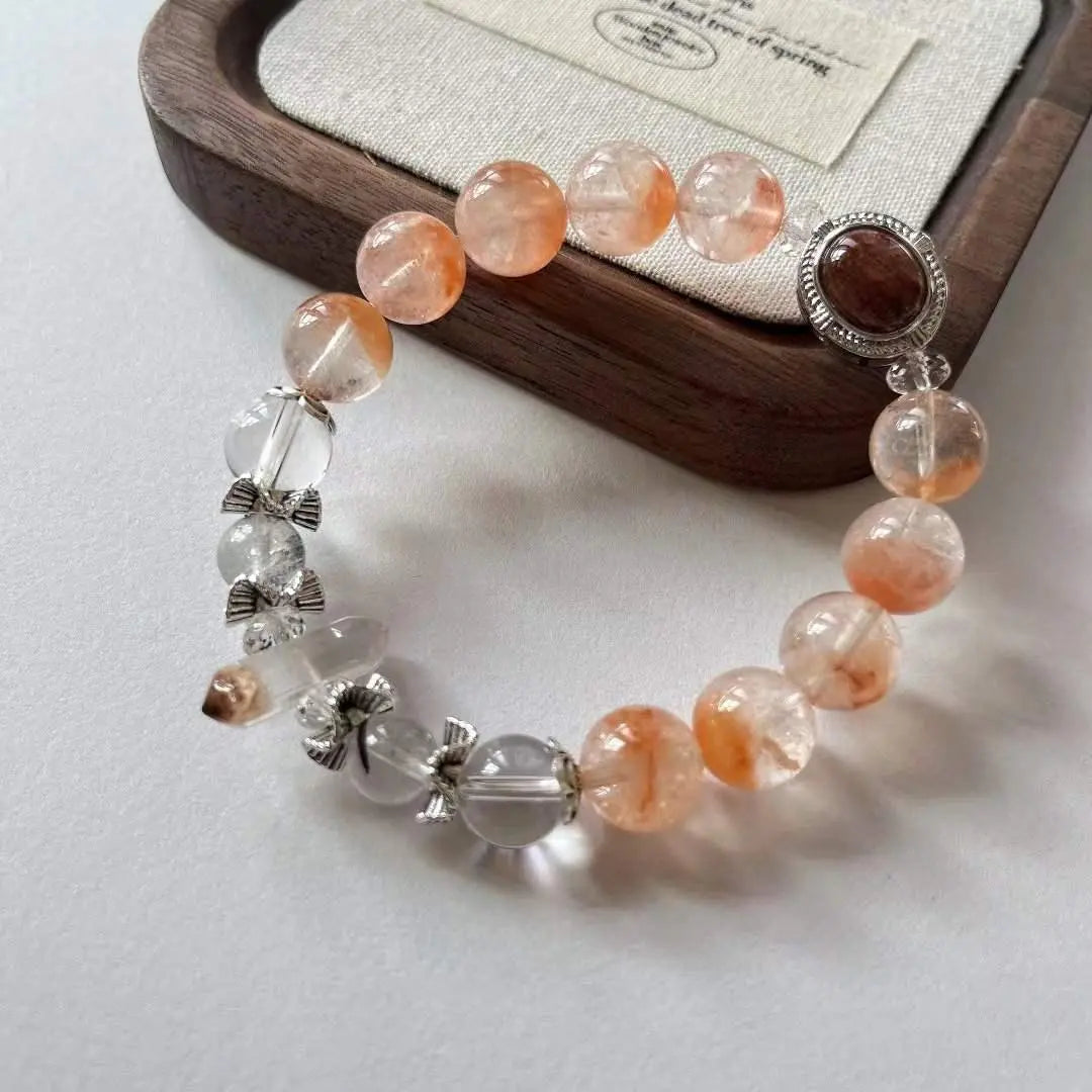 Original DIY Natural Red Rabbit Hair White Crystal Bracelet Chenming Arts and Crafts