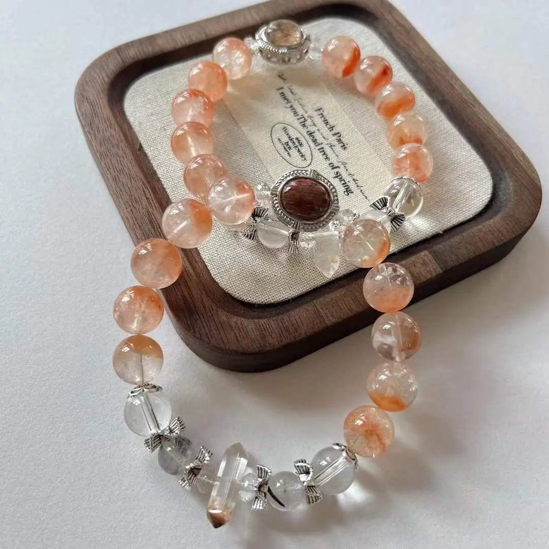 Original DIY Natural Red Rabbit Hair White Crystal Bracelet Chenming Arts and Crafts