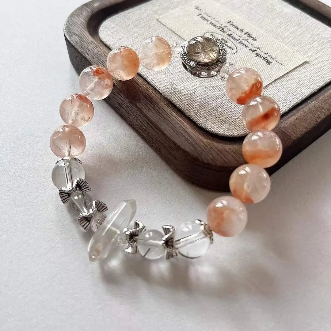 Original DIY Natural Red Rabbit Hair White Crystal Bracelet Chenming Arts and Crafts