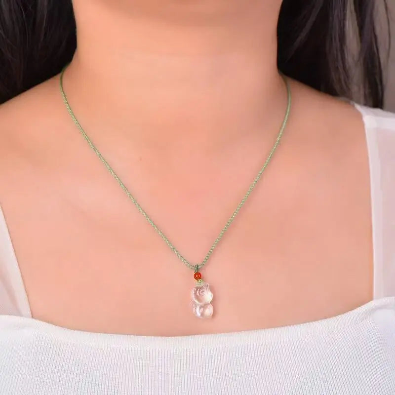 Design Natural White Crystal Zodiac Monkey Pendant Green SHINECRYS Arts and Crafts