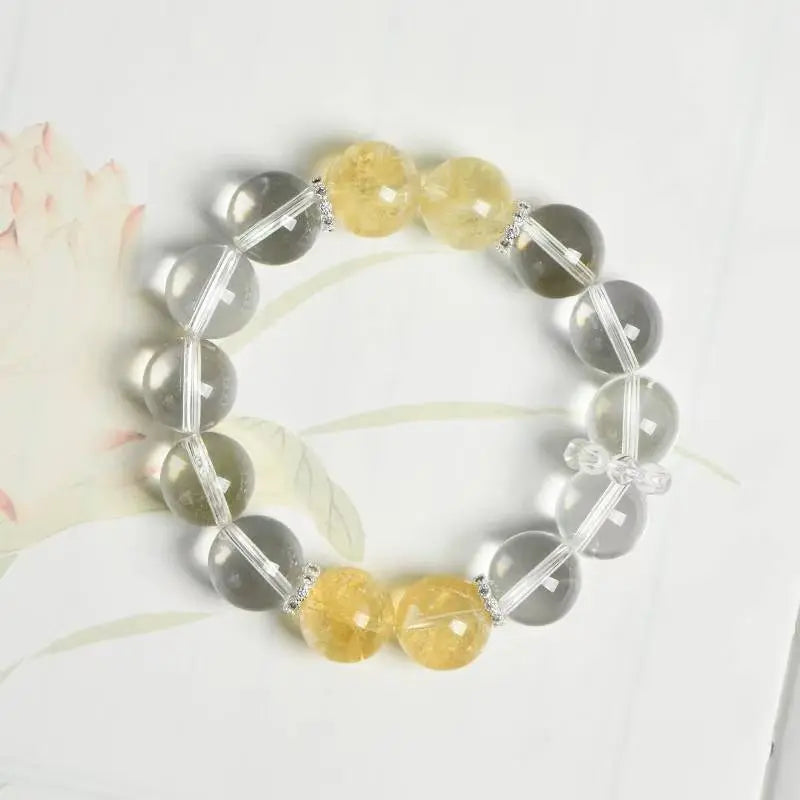 Elegant Fortune Bracelet with White Crystals and Aventurine Crystal Country Arts and Crafts