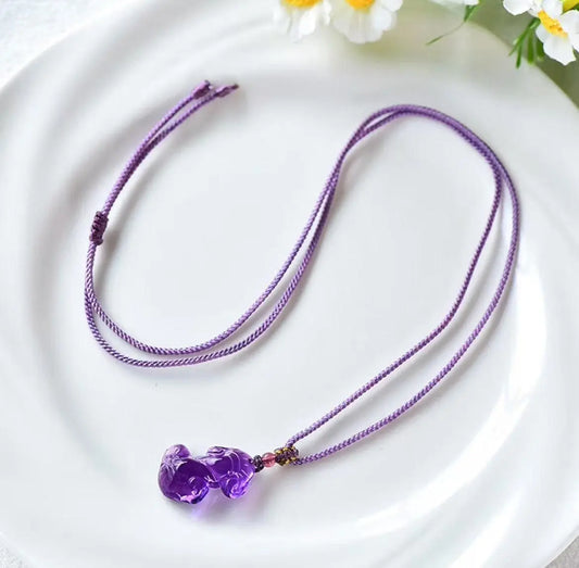 Natural Amethyst Ruyi Pendant for Spiritual Healing xuyuan