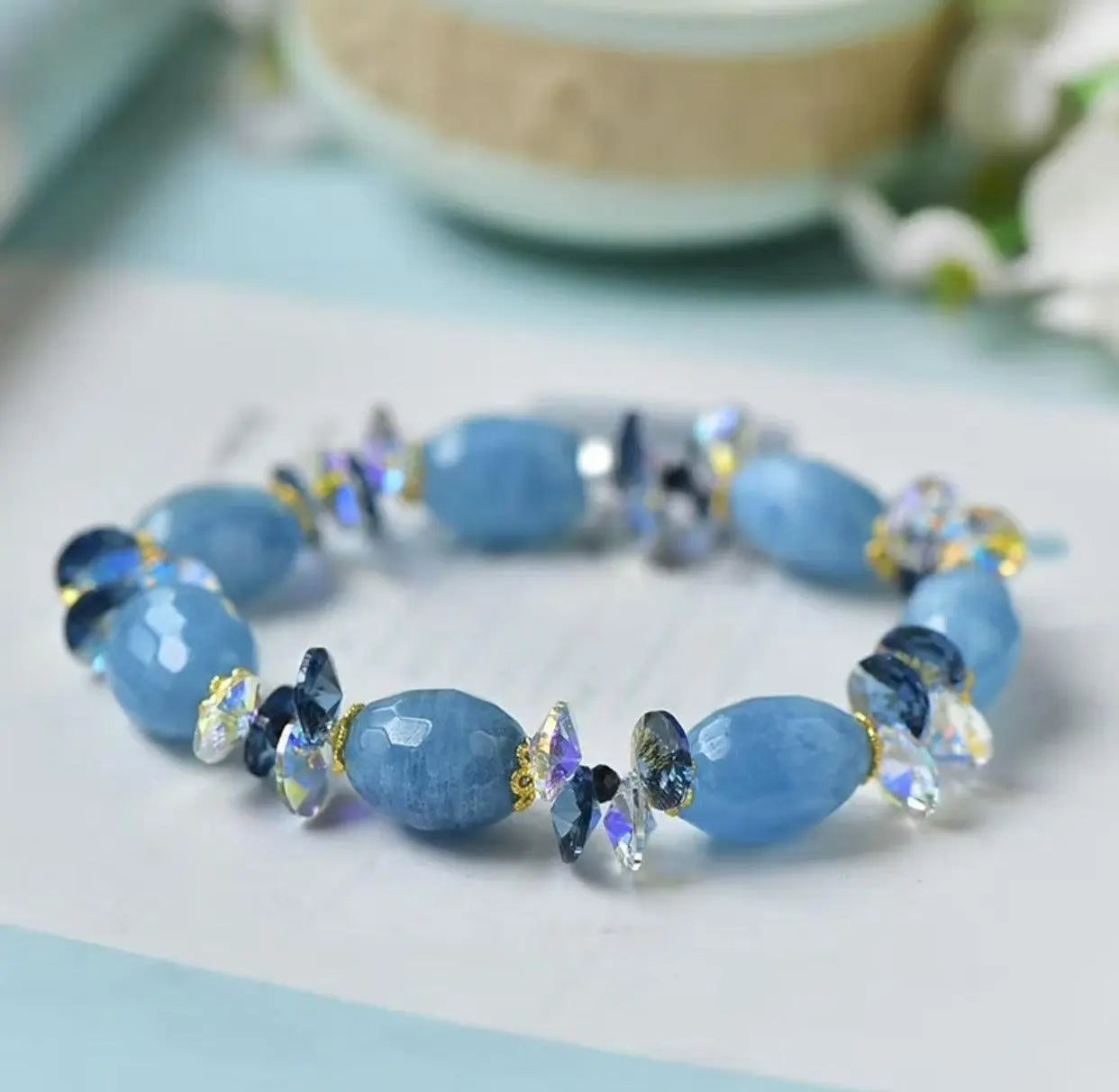 Serenity Aquamarine Jewelry Set Necklace and Bracelet xuyuan