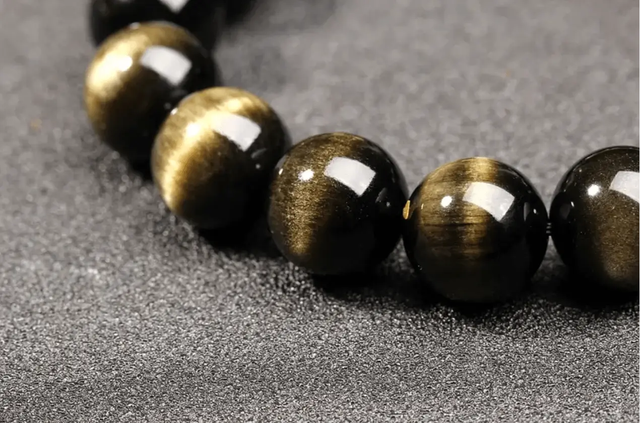 Natural Arched Black Gold Obsidian Bracelet for Elegance xuyuan