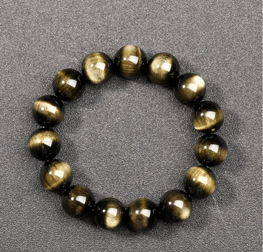 Natural Arched Black Gold Obsidian Bracelet for Elegance xuyuan