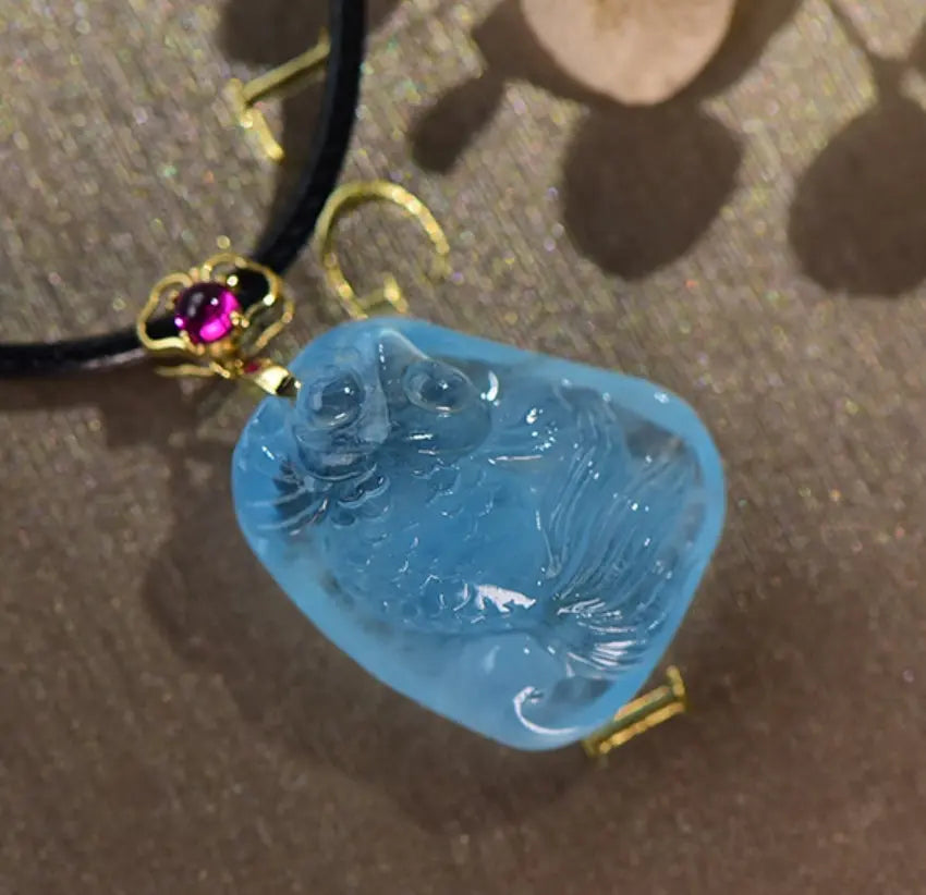 8K Aquamarine Pixiu Pendant For Bravery And Good Fortune xuyuan