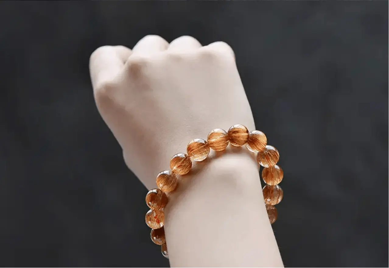 Natural Cat's Eye Copper Rutilated Quartz Bracelet Elegance xuyuan