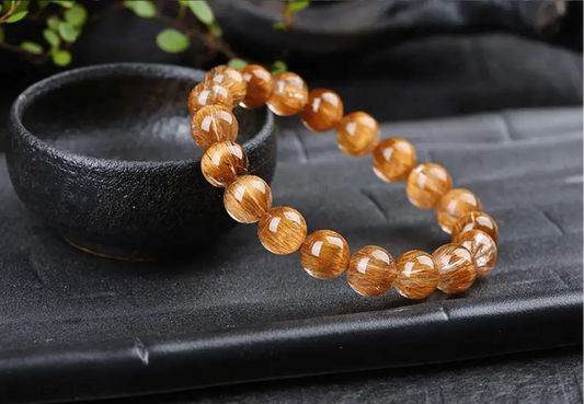 Natural Cat's Eye Copper Rutilated Quartz Bracelet Elegance xuyuan