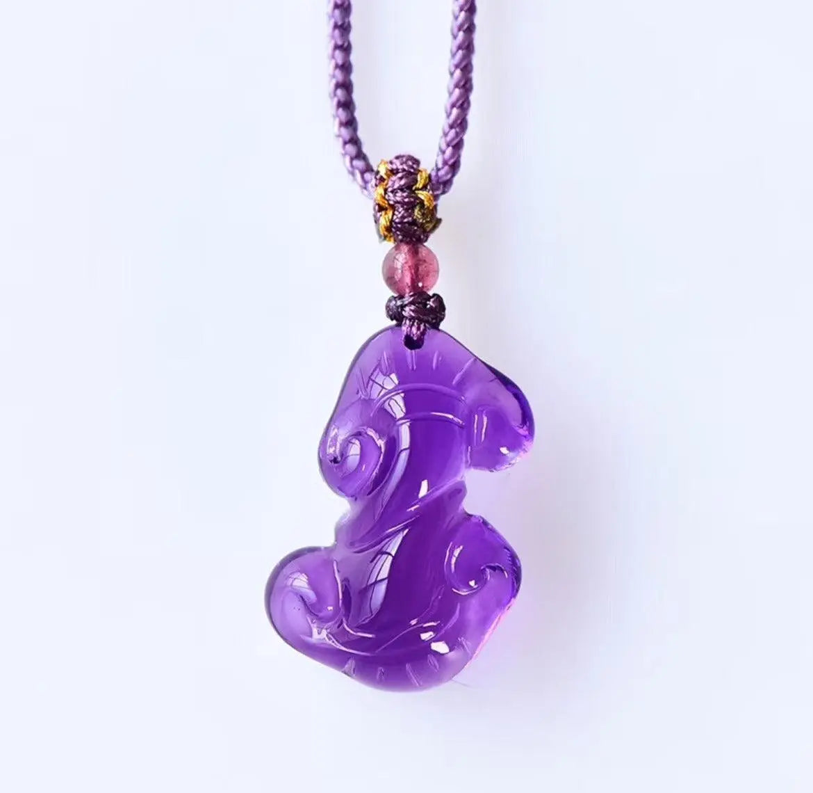 Natural Amethyst Ruyi Pendant for Spiritual Healing xuyuan