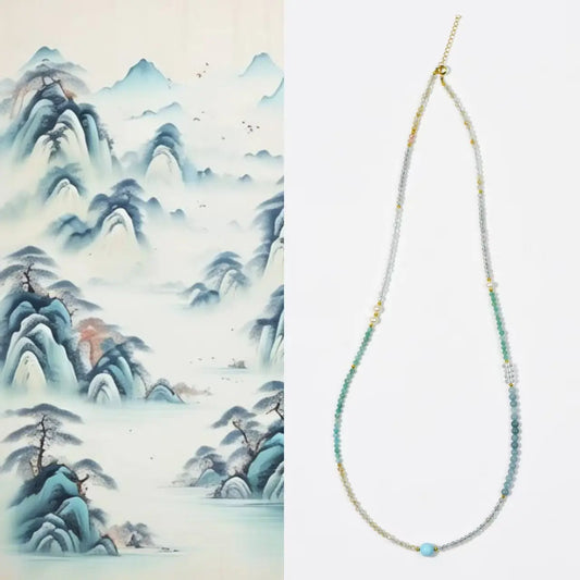 Design Ocean Wind Tianhe Stone Sea Blue Treasure Necklace SHINECRYS Arts and Crafts