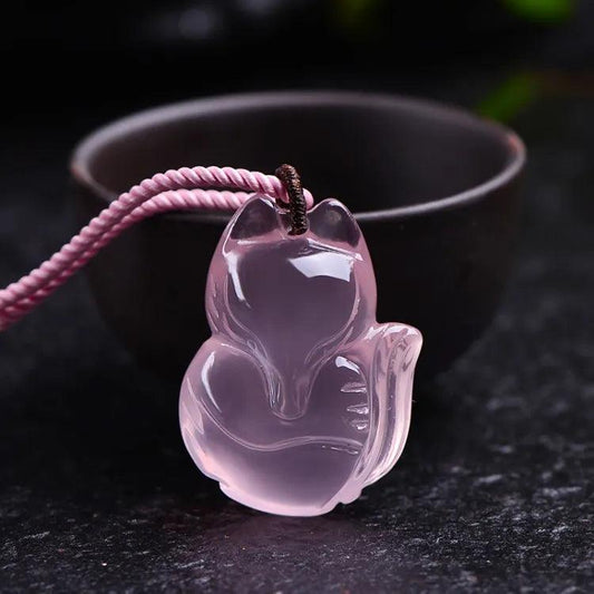 Pink Horse Pink Fox Crystal Double-Sided Pendant Necklace xuyuan Arts and Crafts
