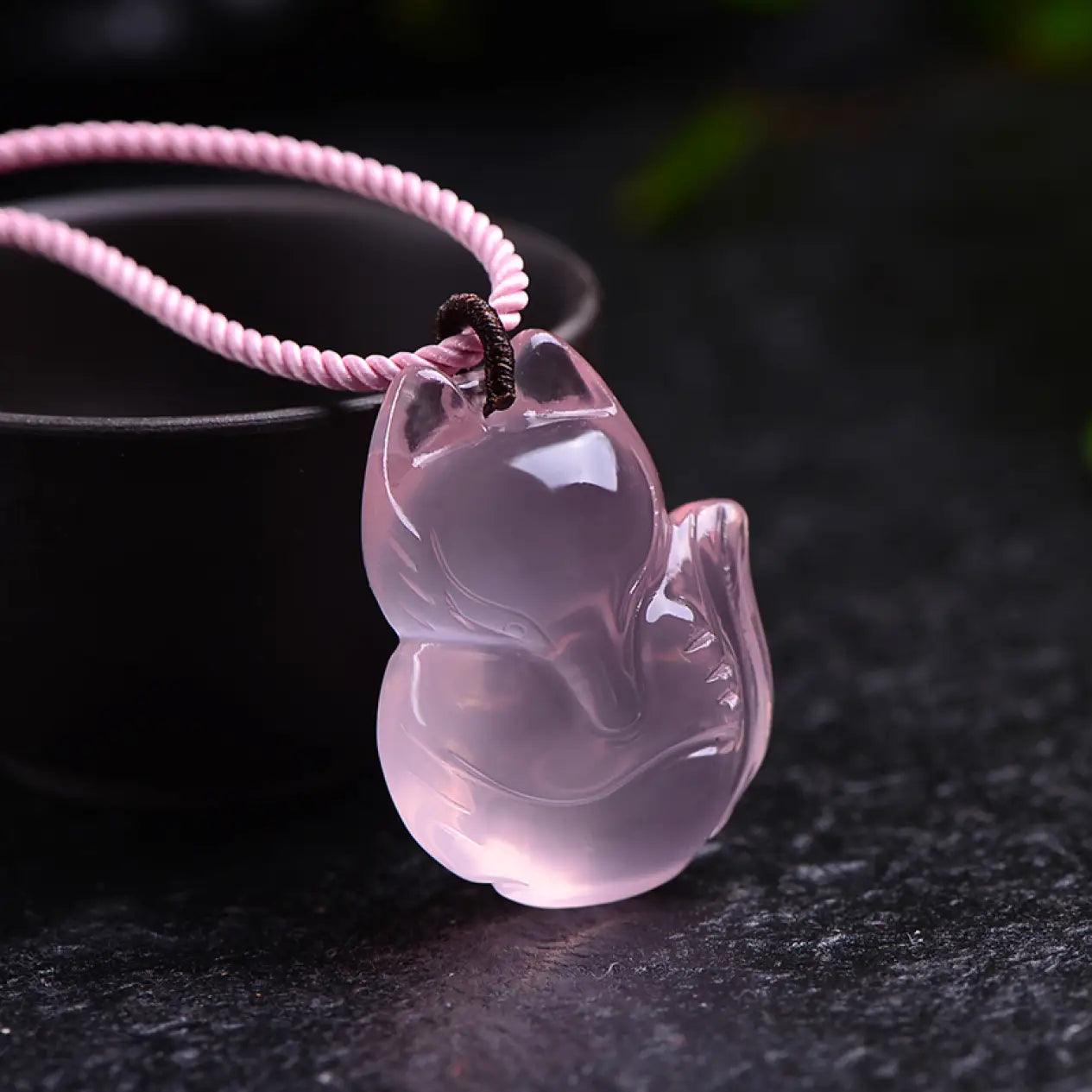 Pink Horse Pink Fox Crystal Double-Sided Pendant Necklace xuyuan Arts and Crafts