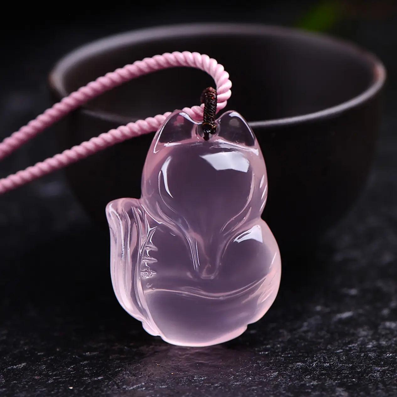 Pink Horse Pink Fox Crystal Double-Sided Pendant Necklace xuyuan Arts and Crafts