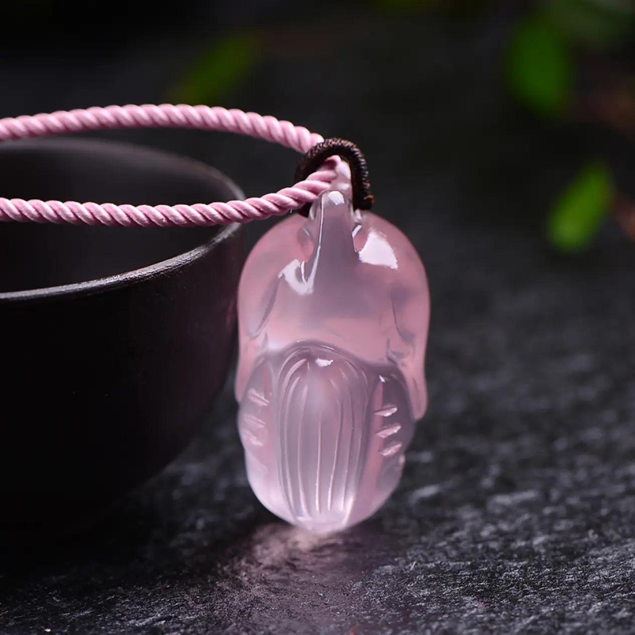 Pink Horse Pink Fox Crystal Double-Sided Pendant Necklace xuyuan Arts and Crafts