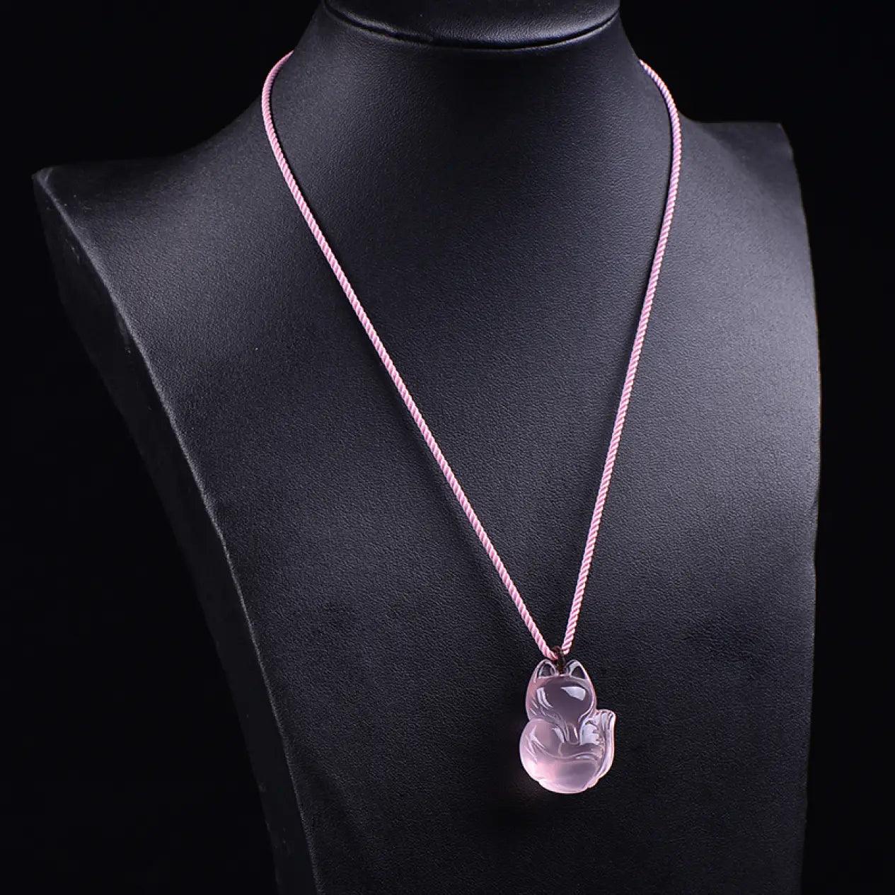Pink Horse Pink Fox Crystal Double-Sided Pendant Necklace xuyuan Arts and Crafts
