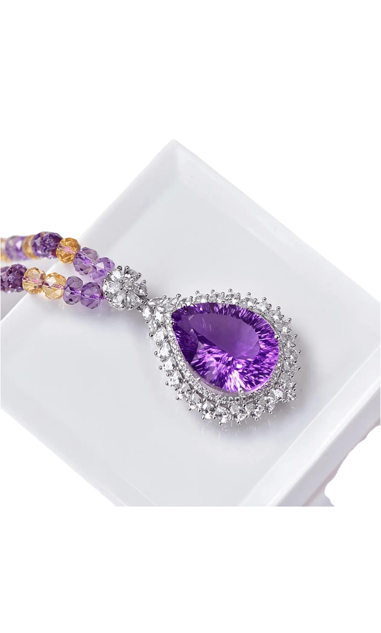 Natural Amethyst Faceted Pendant 925 Silver Inlaid Amethyst xuyuan Arts and Crafts