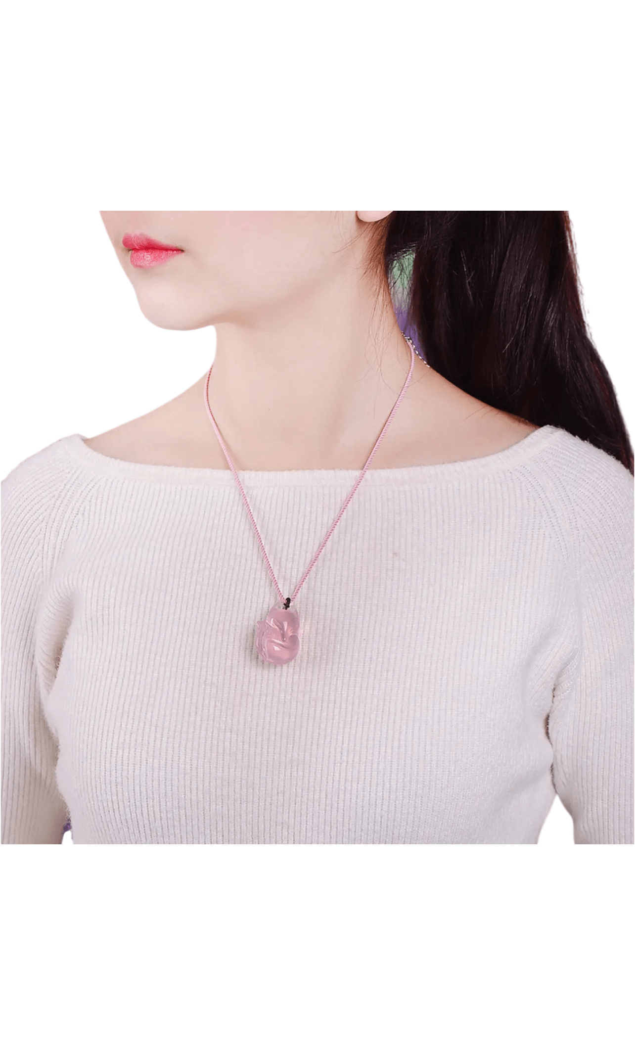 Pink Horse Pink Fox Crystal Double-Sided Pendant Necklace xuyuan Arts and Crafts
