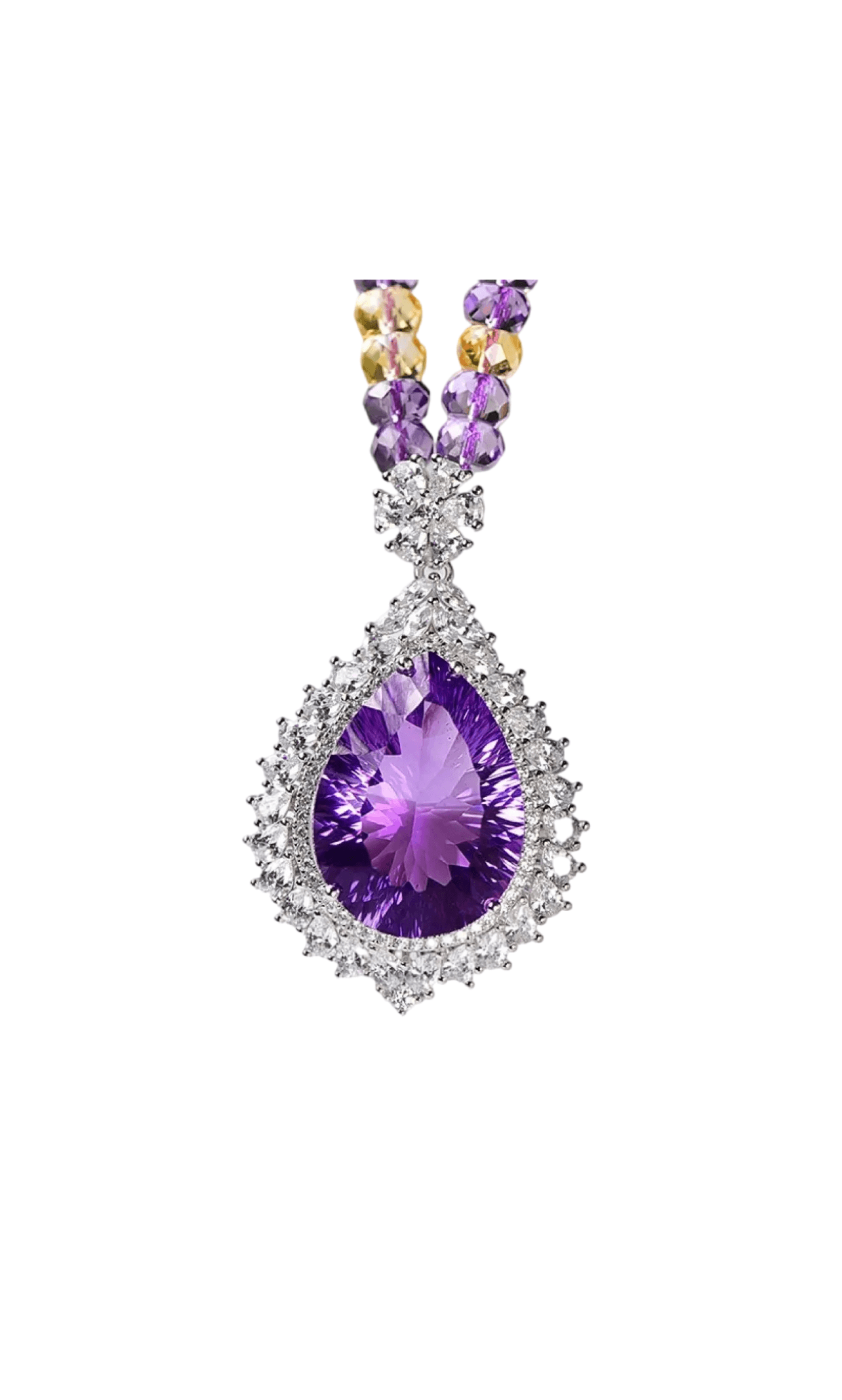 Natural Amethyst Faceted Pendant 925 Silver Inlaid Amethyst xuyuan Arts and Crafts