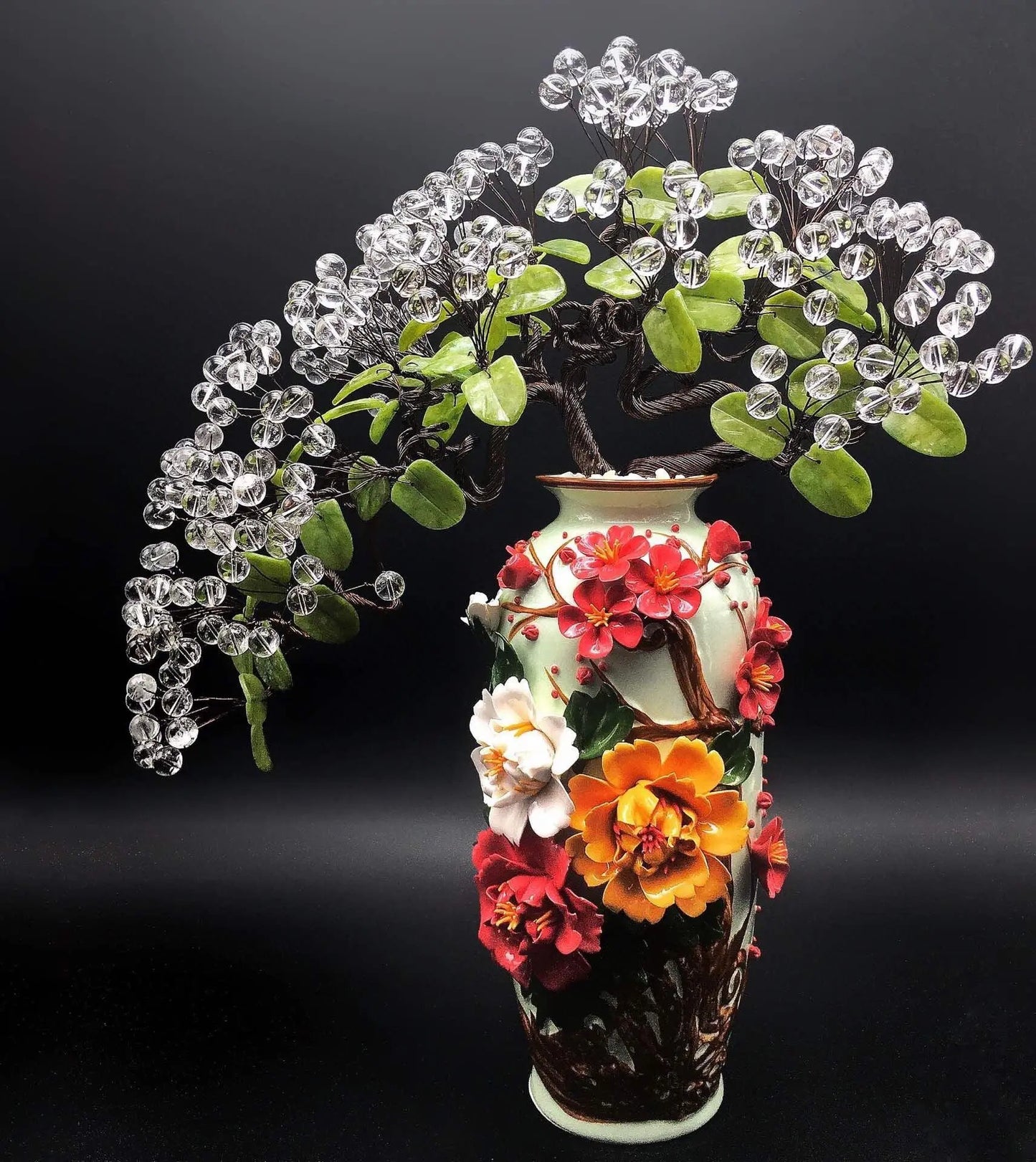 Super Atmosphere Natural White Crystal Bonsai Fortune Tree shuijingchuanqi Arts and Crafts