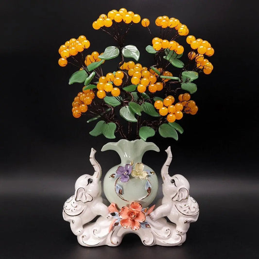Fortune and Serenity Elephant Statue for Home Decor shuijingchuanqi Arts and Crafts