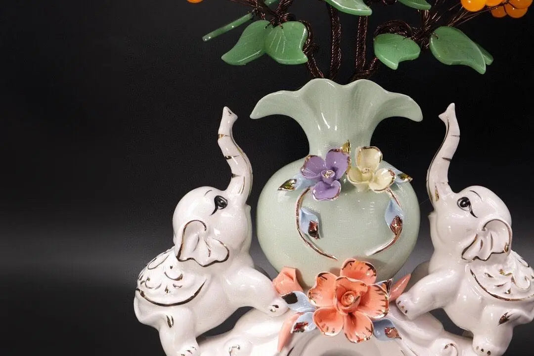 Fortune and Serenity Elephant Statue for Home Decor shuijingchuanqi Arts and Crafts