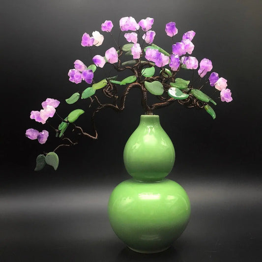 Natural Amethyst Peace Gourd Zhaocai Tree Home Decor shuijingchuanqi Arts and Crafts