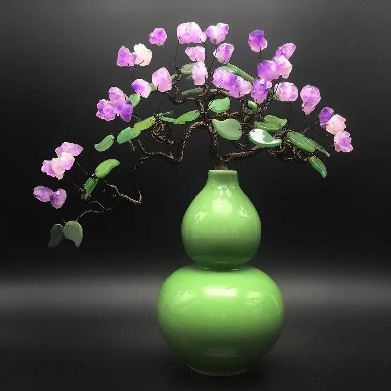 Natural Amethyst Peace Gourd Zhaocai Tree Home Decor shuijingchuanqi Arts and Crafts