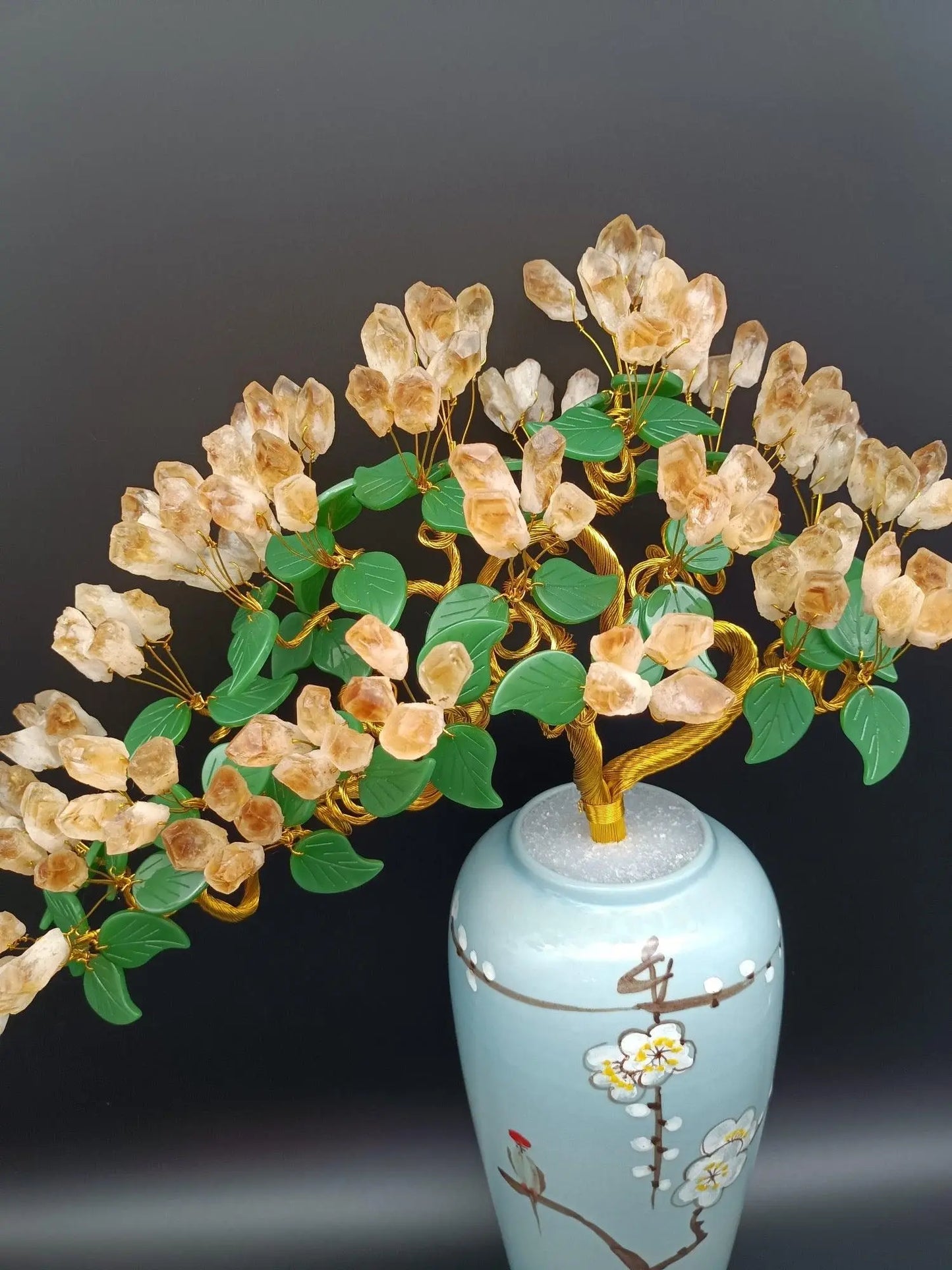 Natural Raw Citrine Fortune Tree for Prosperity Decor shuijingchuanqi Arts and Crafts