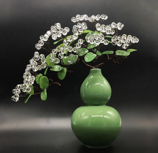 Rich And Delicate Natural White Crystal Ping An Gourd Zhaocai Tree shuijingchuanqi Arts and Crafts