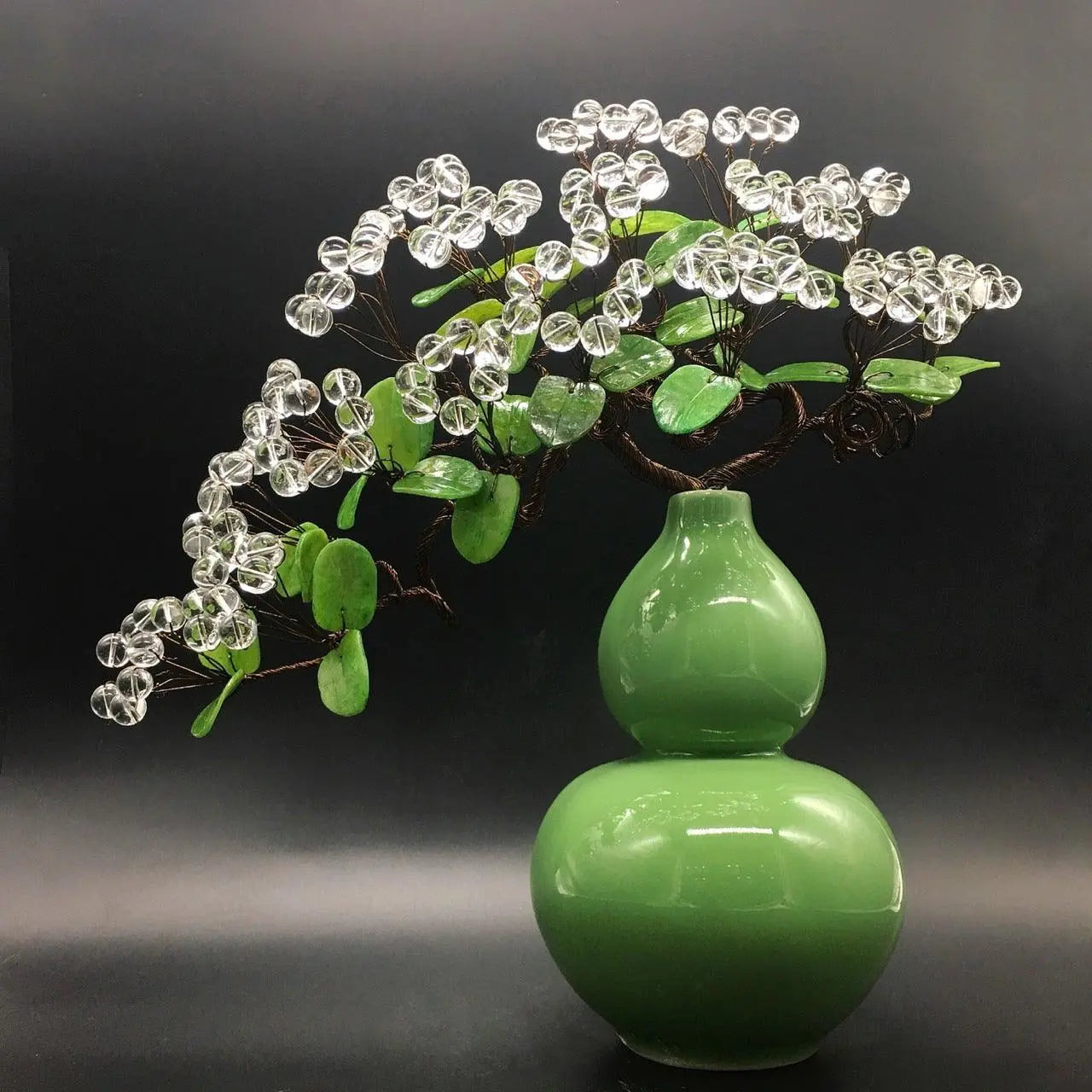 Rich And Delicate Natural White Crystal Ping An Gourd Zhaocai Tree shuijingchuanqi Arts and Crafts