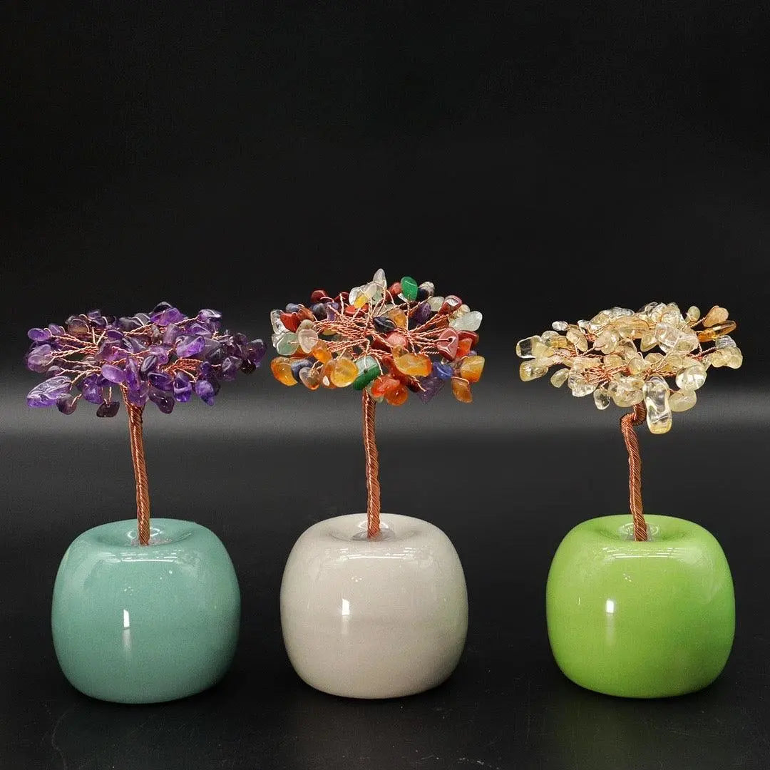 Natural Crystal Apple Tree Decorative Home Accent Piece shuijingchuanqi Arts and Crafts