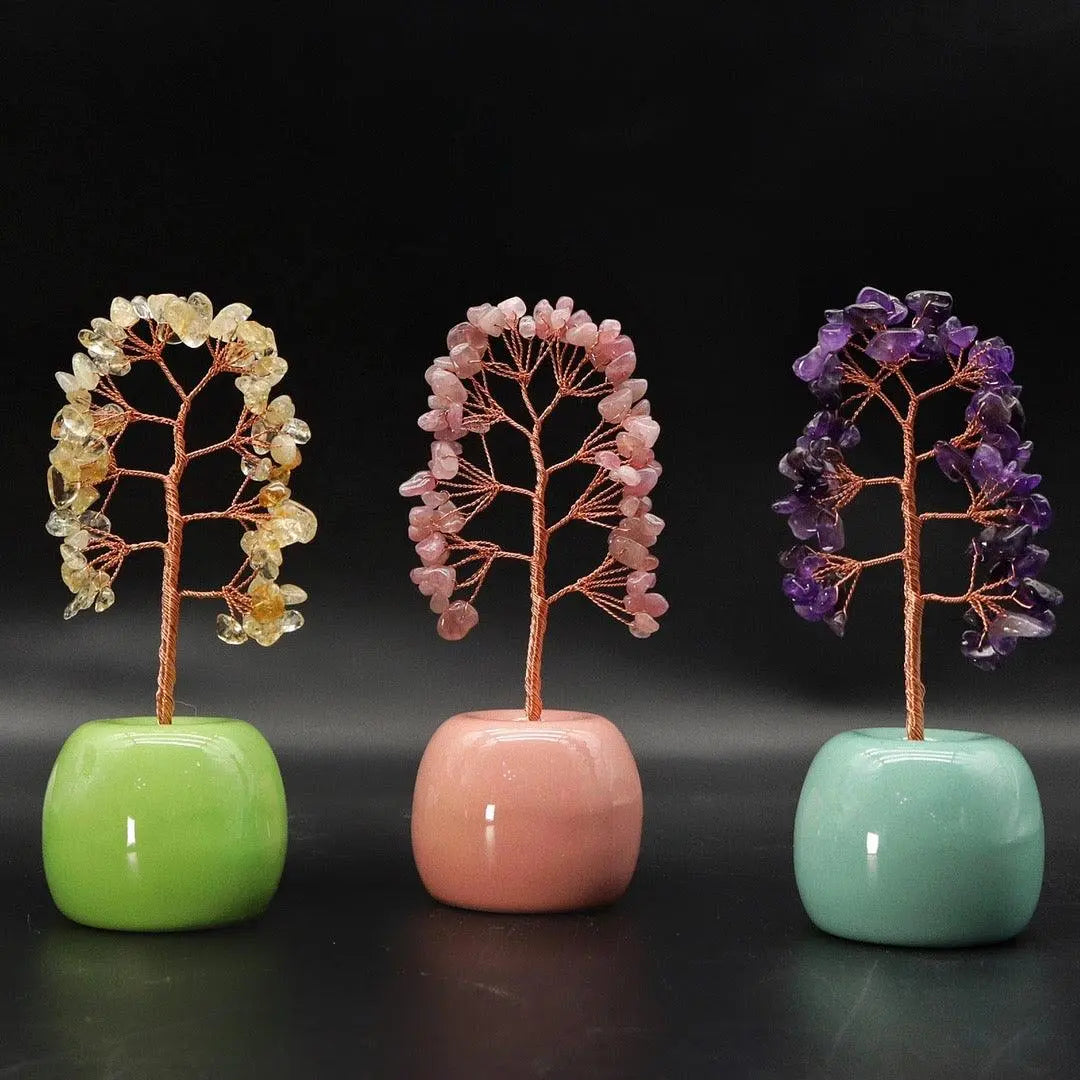 Natural Crystal Apple Tree Decorative Home Accent Piece shuijingchuanqi Arts and Crafts