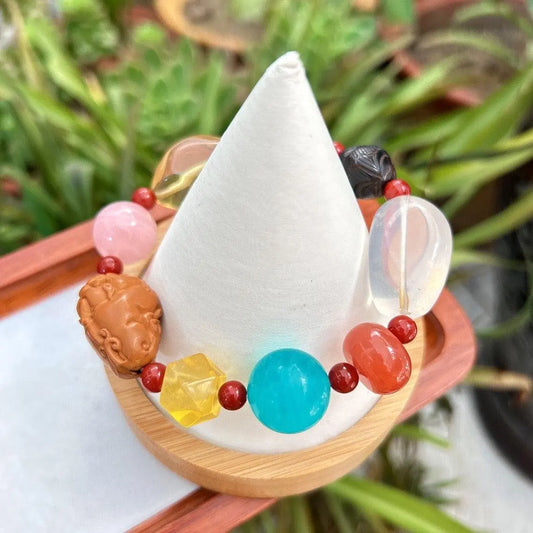 Natural Multitreasure Bracelet with Unique Gemstones jingshiji Arts and Crafts