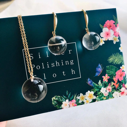 Pure Natural White Crystal Transfer Bead Set Earrings Chain jingshiji Arts and Crafts