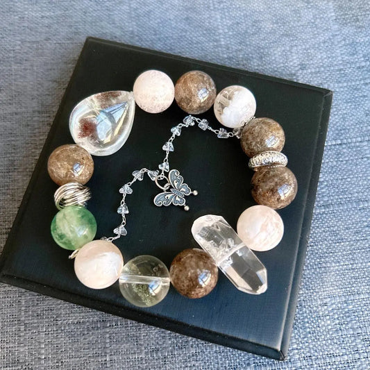 Multi-Jewel Bracelet With Colorful Ghost Pendant Charm jingshiji Arts and Crafts