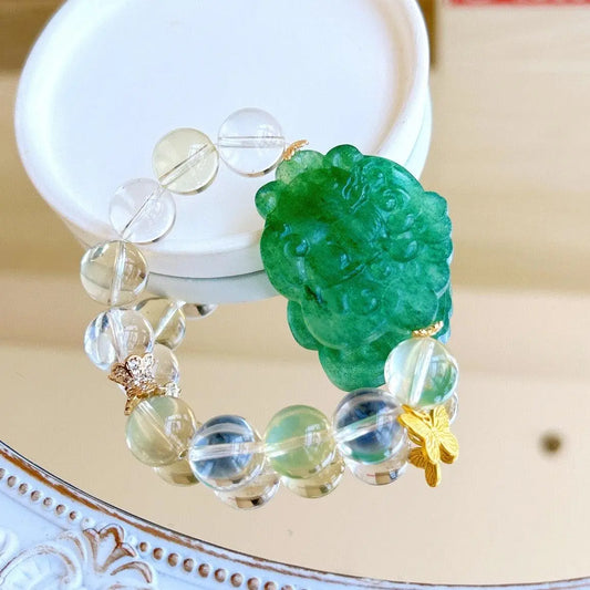 Natural Topaz White Crystal With Green Strawberry Chunks jingshiji Arts and Crafts