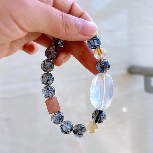 Natural Black Hair Crystals Bracelet for Style and Energy jingshiji Arts and Crafts