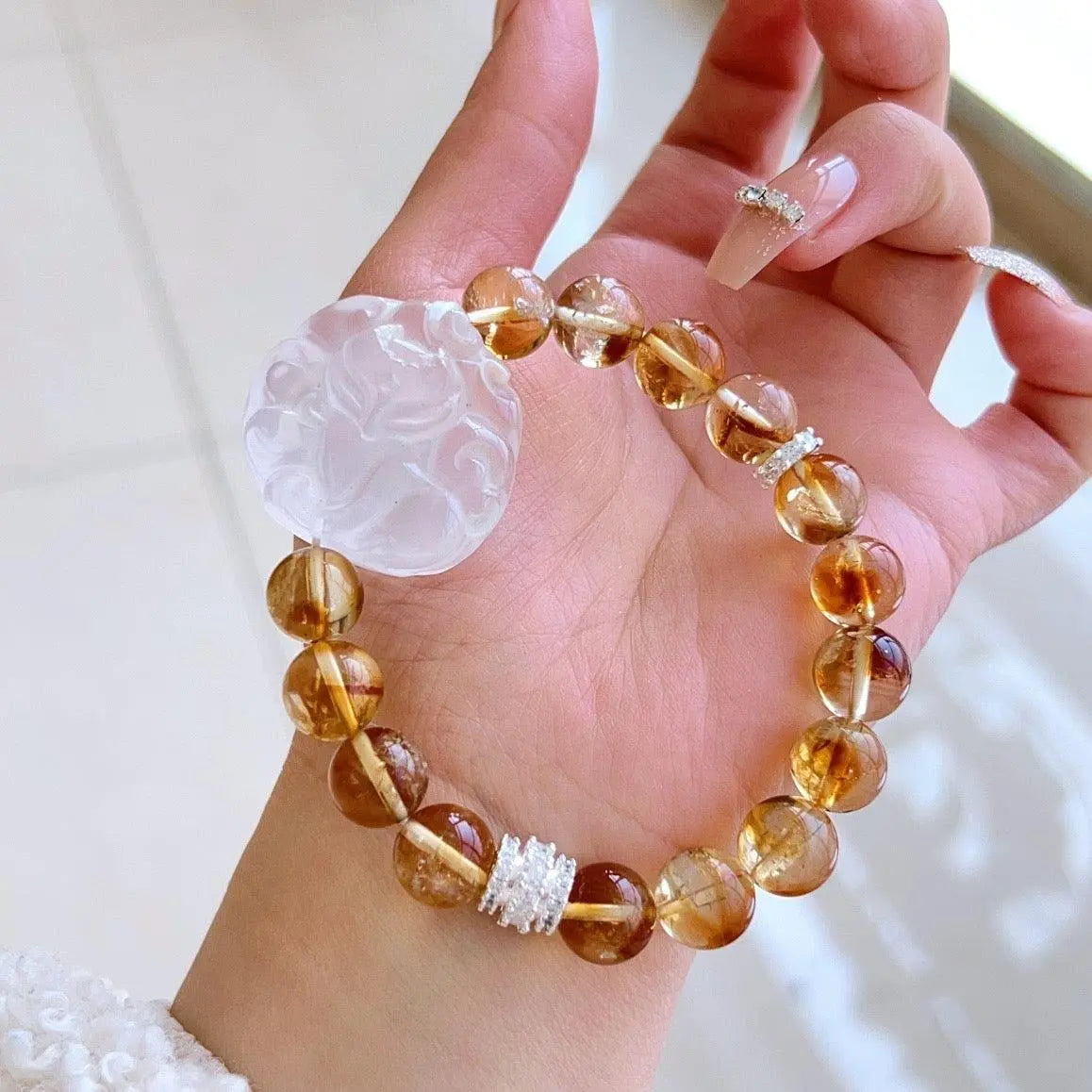 Natural Yellow Tower Mountain Bracelet for Nature Lovers jingshiji Arts and Crafts